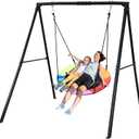 Trekassy 440lbs Swing Set with 40 Inch Saucer Tree Swing and Heavy Duty A-Frame Metal Stand (Multicolor) Patented
