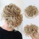 Lativ Messy Hair Bun Tousled Updo Scrunchies Extension With Elastic Rubber Band Accessories Pieces for Women Girls (Messy Bun, Bleach Blonde)