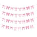 Neyeidru Bow Birthday Decorations Banner - 4Pcs Pink Bow Banner for Coquette Birthday Decorations Bow Garland Bunting for Girls Bow Party Decor Favor Supplies