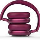 RORSOU C6 Active Noise Cancelling Headphones, Wireless Over Ear Bluetooth Headphones, 60H Playtime, Lightweight Folding Deep Bass Comfort Fit Ear Cups Headset with Mic for iPad/Travel/PC/Home Red