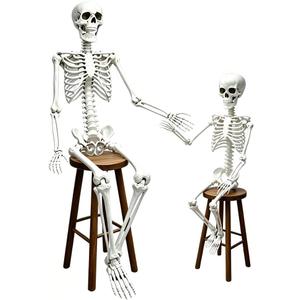 CAMIRUS 5.4ft Skeleton Halloween Decoration, Life Full Size Skeleton with Dog Skeleton, Posable Human Skeletons Realistic Plastic Bones for Halloween Haunted House Scary Decor