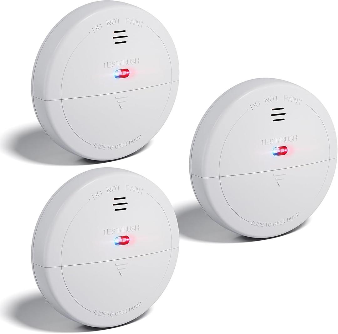 3-Pack WiFi Smoke Detectors  Smart Fire Alarms with App Control, Low Power Alert, Quick Battery Access, Silence & Test Functions, Includes 6 AAA Batteries