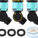 Enhon 3 Pcs Adjustable 180 & 360Swivel Connectors, Garden Hose Adapter 3/4" GHT Thread Hose Extender, 3 Spare Rubber Rings, 1 Waterstop Tape, Green and Black Swivel for Outdoor Faucet