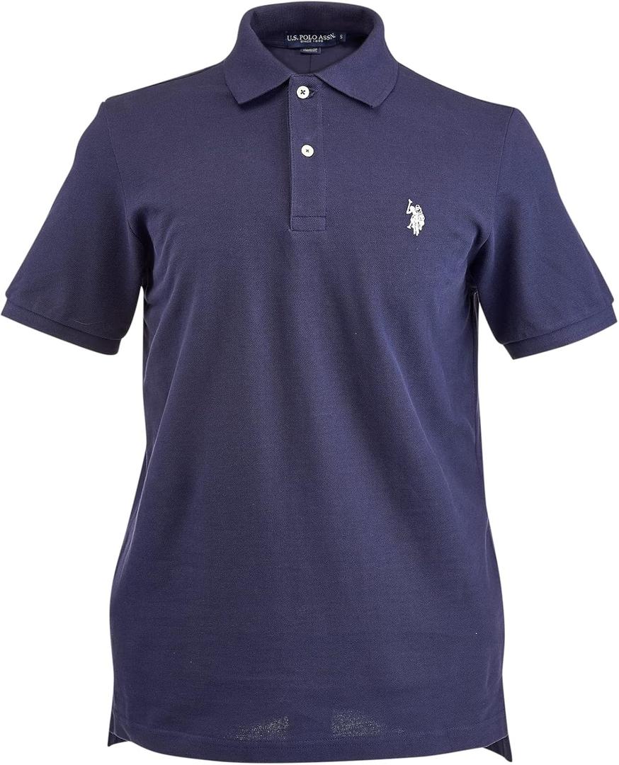 U.S. Polo Assn. Men's Classic Polo Shirt, Two-Button Closure Pique Polo Shirt, Summer Fashion Golf Shirt (XX-Large, Classic Navy/White)