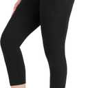 Nirlon Capri Leggings with Pockets - Capri Leggings with Pockets for Women Breathable High Waisted Capri Leggings for Women (14-16, Black)