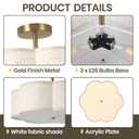 17.7" Modern Gold Semi Flush Mount Ceiling Light,3-Light Linen Fixture