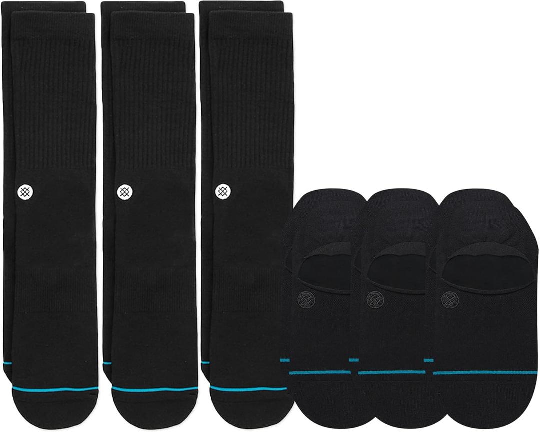 Stance Icon Mixed Socks [6 Pack] (Large, Black)