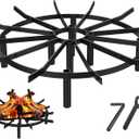 24" Round Fire Pit Grate - 8-Leg Design with 12 Bars, Reinforced Rim & High-Temp Powder Coat for Ultimate Stability & Safety - Ideal for Fireplace, Hearth, Wood Stove and Outdoor Campfire