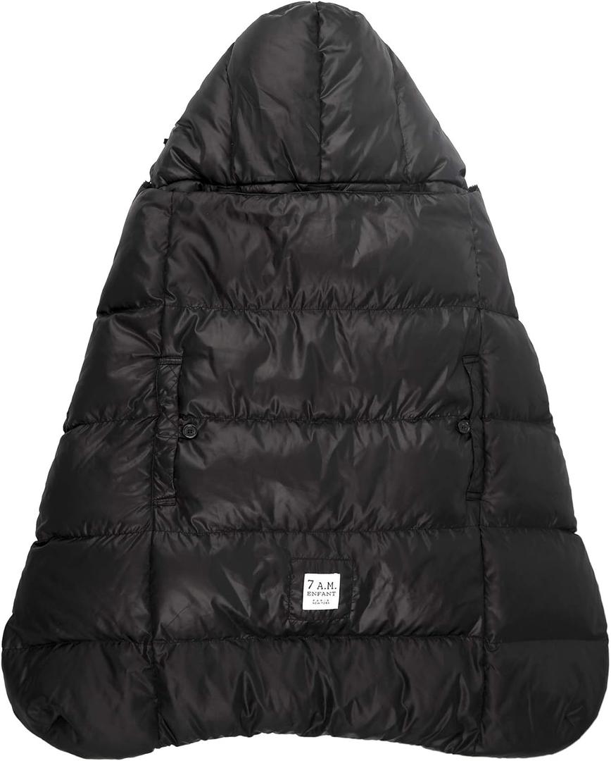 7AM Enfant Baby Carrier Cover - K-Poncho Universal Fit Winter Ultra Soft Plush Lining, Water Repellent Bunting Bag with Adjustable Hood, Multifunctional Stroller & Car Seat Blanket Cover | (0-3T)