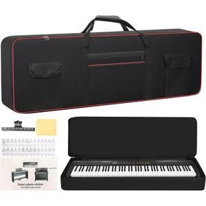MUINS 88 Key Keyboard Case(Inner dimension: (55.1"*17.1"*6.7"),digital piano Keyboard carrying travel case Gig bag,thickened waterproof foldable 600D Oxford cloth,Music Page Holder & Keyboard Stickers