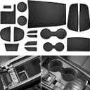 SENSHINE Center Console Liner for Nissan Rogue Accessories 2021 2022 2023 2024 2025 2026 Cup Holder Insert Coaster Door Pocket Mats Non-Slip Pad Anti Dust Interior Trim 17PCs Set (Black Trim)