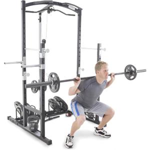 Marcy Strength Training Home Gym Cage with Pulley System for Weightlifting, Bodybuilding, Full Body Workout Equipment for Home Exercise