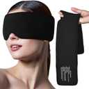 Migraines Relief Cooling Eye Mask: FSA/HSA Eligible - Cold Compress Ice Pack for Puffy Eyes Headache Stye Sinus Therapy - Large Soft Thick Gel Long Lasting Comfort Reusable Flex Black