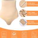 Tummy Control Thong Shapewear for Women High Waisted Body Shaper Panties Shaping Thong Girdle Underwear (Beige, XXL)