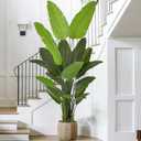 Roselywed Artificial Bird of Paradise Tree 7FT 22 Leaves Tall Large Fake Faux Tropical Traveler's Palm Banana Plant 84 Inch Black Pot for Indoor Home Office Poolside Porch Mall Decor Housewarming Gift