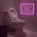 Please Seat Yourself Neon Signs for Wall Decor Funny Bathroom LED Light Up Signs Pink Neon Sign Pink Lights Funny Mens Bathroom Wall Art Decor Restroom Decorations Word Signs Size 13.8*10.7in(GLND230)