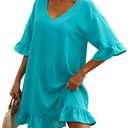 LuckyMore Women's Beach Swimsuit Cover Ups Ruffle Bathing Suit Swim Coverup Dress Swimwear S