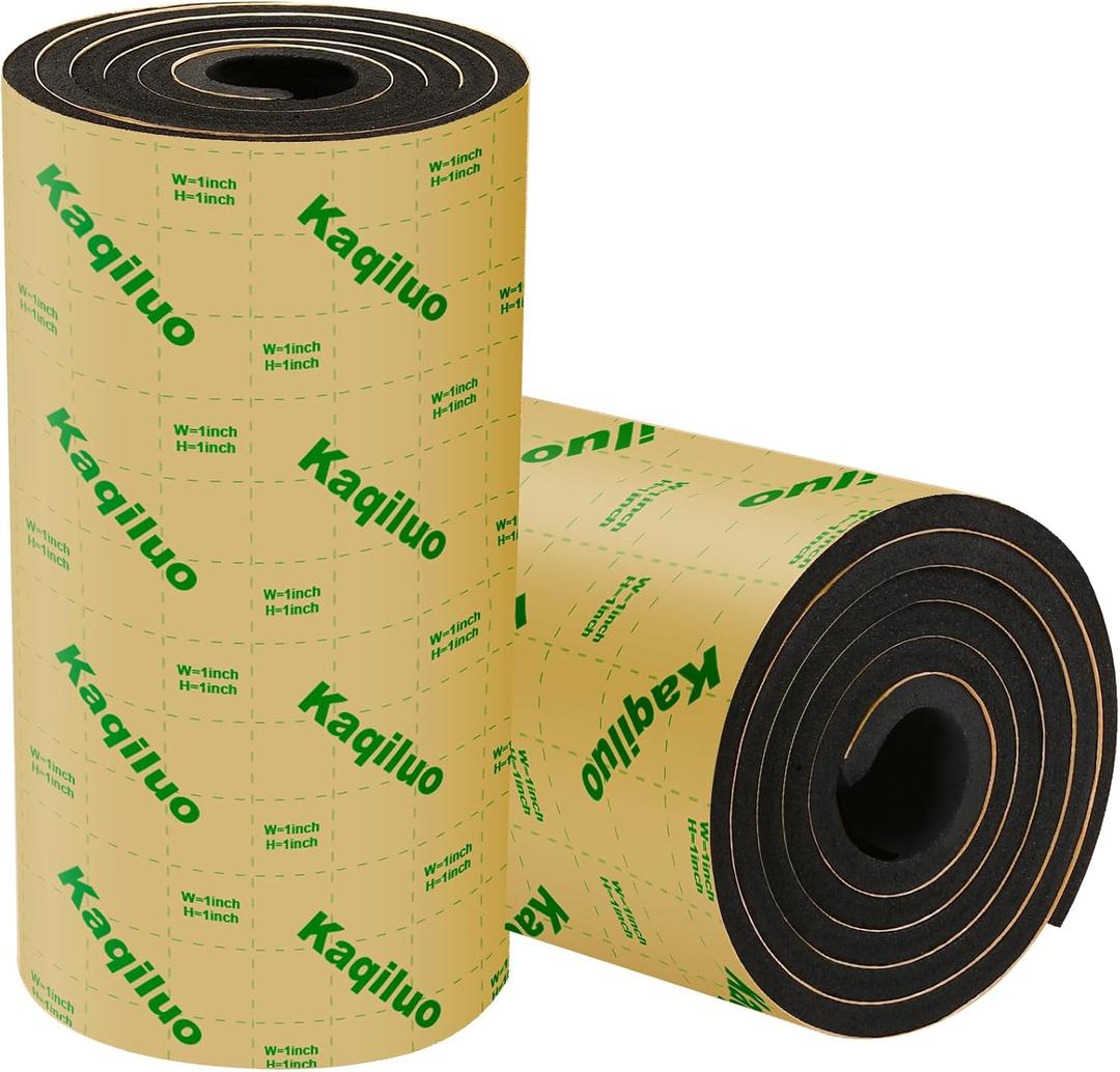 2 Pack High Density Self-Adhesive Sound Insulation Acoustic Closed Cell Foam, 11.6 sqft x 0.4in Thick, 50+kg/m Sound Proof Padding,Fire,Water Resistant Acoustic Treatment Foam