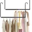 Hanging Closet Rod Adjustable Width Height Closet Rods For Hanging Clothes Black 2 Pack Closet Extender Hanging Rod Clothes Space-Saving Hanging Bar Organizer