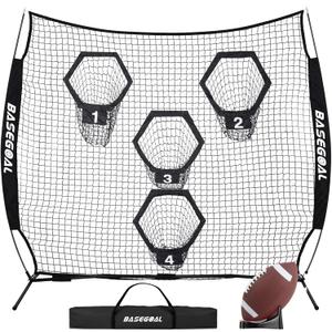 8 x 8ft Football Nets for Throwing,Football Target,Quarterback Training Equipment with 4 Target Pockets for Improving Football Accuracy Throwing (Black)
