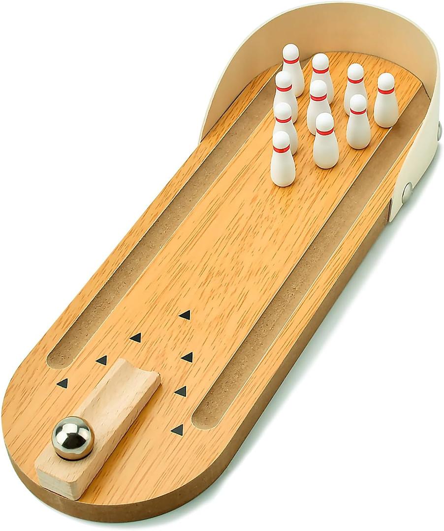 Tabletop Mini Bowling Game Set: Funny White Elephant Gifts for Adults Men Women Christmas Stocking Stuffers for Teens Boys Girls Kids Wooden Home Bowling Alleys Office Desk Toys Stress Relief Gadgets