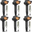 6PCS Ignition Coil Pack with 6PCS Iridium Spark Plug Compatible with Ford Expedition Explorer F-150 Taurus Transit-150 Transit-350 Lincoln MKS MKT Navigator 3.5L V6, Replace for UF646