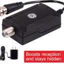 GE Indoor HD Digital TV Antenna Amplifier, Low Noise Antenna Signal Booster, Clears Up Pixelated Low-Strength Channels, Supports HD Smart TV VHF UHF, AC Adapter, Black, 42178