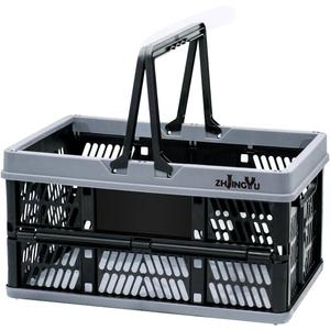 ZHJINGYU plastic baskets with handles 20L,collapsible crates for storage,14.96"x9.84"x7.87" foldable shopping basket ,foldable crate with Handles for car Classroom Kitchen Bathroom Medicine Milk