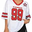Oversized Jersey Shirts for Women Shirts Y2K Number Graphic Jerseys V Neck Cute Streetwear Tee Tops White