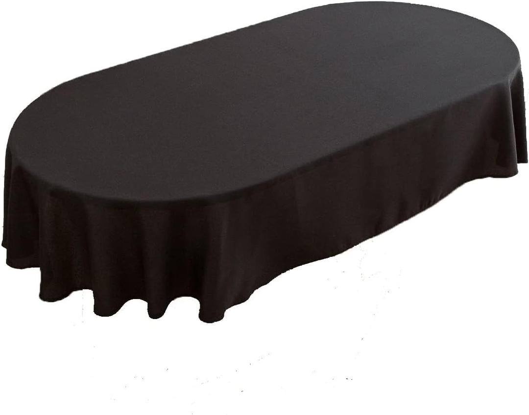 Oval Tablecloth 54 x 72 Solid Black Polyester Table Cloths Washable Fabric Table Cover for Dining Table Water Resistant Outdoor Table Cloth