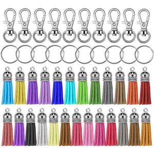 Selizo 150Pcs Swivel Hooks with Key Rings and Tassels Bulk for Keychain Crafts