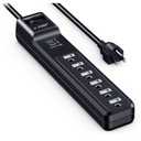 Amazon Basics Surge Protector Power Strip with 6 Outlets, 2 USB Ports, 1000 Joule, 6-Foot Cord Length, Black