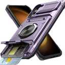 Vofolen for Samsung Galaxy S23 Plus Case with Card Holder [Store 2 Cards] + 360 Rotated Ring Kickstand Dual Layer Heavy Duty Shockproof Wallet Cover for Galaxy S23+ Case for Woman Man, Purple