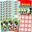 Mickey Mouse Club House Valentine's Day Classroom Gift Exchange Bundle - 24 Mickey Mouse Mini Coloring Activity Books for School Valentines Cards, Stickers | Valentines Kids Party Favors