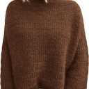PRETTYGARDEN Womens Mock Neck Oversized Sweaters 2026 Long Sleeve Pullover Fall Sweater Knit Jumper Tops Winter Clothing (M)
