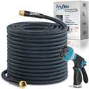 Garden Hose 50FT, Heavy Duty 3-Layer PVC Flexible Water Hose, No Kink, Leak-Resistant, High-Pressure with Brass Fittings, Durable for Outdoor, Gardening, Washing Cars, Easy to Store (STBlue)