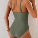 Eomenie One Piece Swimsuit for Women Zip Front Tummy Control Bathing Suit Ruched Slimming Swimwear Double Straps Swim Suit (Green, XL)