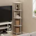 Furinno Turn-N-Tube Corner Shelf, 5-Tier Corner Bookshelf, Open Storage Shelves, for Organization and Storage, Living Room, Home Office, Garage, Bedroom, White