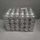 Emopeak 96Pcs Christmas Balls Ornaments for Xmas Christmas Tree - 4 Style Shatterproof Christmas Tree Decorations Hanging Ball for Holiday Wedding Party Decoration (Silver, 1.6"/4.2CM) 4Packs