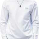 ZVX Heavy-Duty Pure Cotton Casual Long Sleeved T-Shirt for Men's Autumn Fashion Brand Contrasting Color T-Shirt (White, XL)