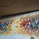 AMEI Art, 24x48Inch Hand Painted Abstract Knife Oil Painting Yellow White Textured Wall Art Colorful Modern Artwork Handmade Acrylic Painting Stretched and Framed Ready to Hang