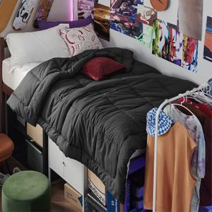 Bedsure Comforter Duvet Insert - Quilted Comforters Twin Size, All Season Duvet, Down Alternative Bedding, with 8 Tabs, Gifts for Women/Men, Black, Twin 88 x 68 Inches
