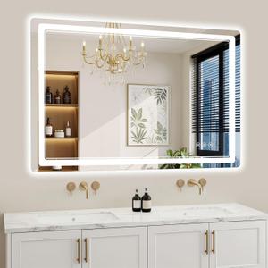 30"x48" LED Bathroom Mirror with Lights, Backlit + Front Lit, Anti-Fog, Lighted Bathroom Mirror for Wall, HD Shatterproof Tempered Glass, Dimmable, Memory Function (Horizontal/Vertical)