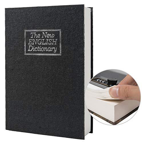 Real Paper Transfer Book Safe, Hollow with Secret Hidden Compartment, Combination Lock, 8.7"×6"×2" (Black Dictionary-Combination)