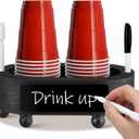 Patelai Double Wooden Cup Holder with Marker Slot Paper Cups Storage Box Disposable Rustic Mug Holder Mark Your Cups and Drink Plastic Cup Organizer for Home Decoration Wedding Party (Black)