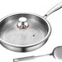 Titanium Hammered Pan Pro with Lid, Titanium Pro Cookware, Lightweight, Scratch-Resistant,2025 New Ultra-Durable Pure Titaniums Non-Stick Frying Pan, Grey,26cm 