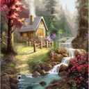 Tucocoo Wildflower DIY Paint by Number for Adults, Rustic House Digital Oil Painting Kits on Canvas with Brushes and Acrylic Pigment Forest Waterfall Picture for Home Decor Gifts 16x20inch Frameless (Artwork-04)