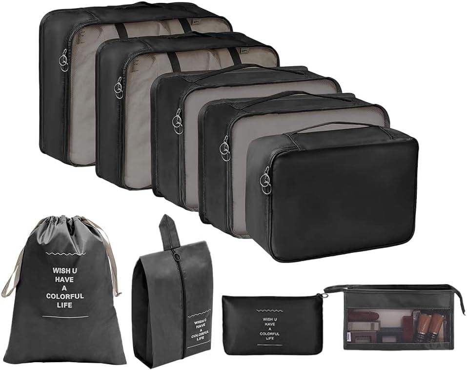9 set Packing Cubes for Travel,Effortless Organization Cube for Quick Packing& Unpacking, Travel Must Have Suitcase Organizer Essentials for any Journey,Business trip,Cruise,Camping,hiking,Vacation.