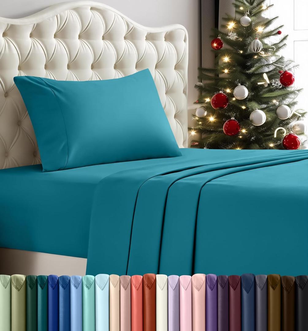 Utopia Bedding Twin Sheet Set  3 Piece Bed Sheets for Twin Size Bed, Soft and Breathable Microfiber, Includes 1 Fitted Sheet, 1 Flat Sheet and 1 Pillowcase (Denim Blue)