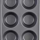 GoodCook Everyday Nonstick Steel Jumbo Texas Muffin Pan, 6-cup, Gray